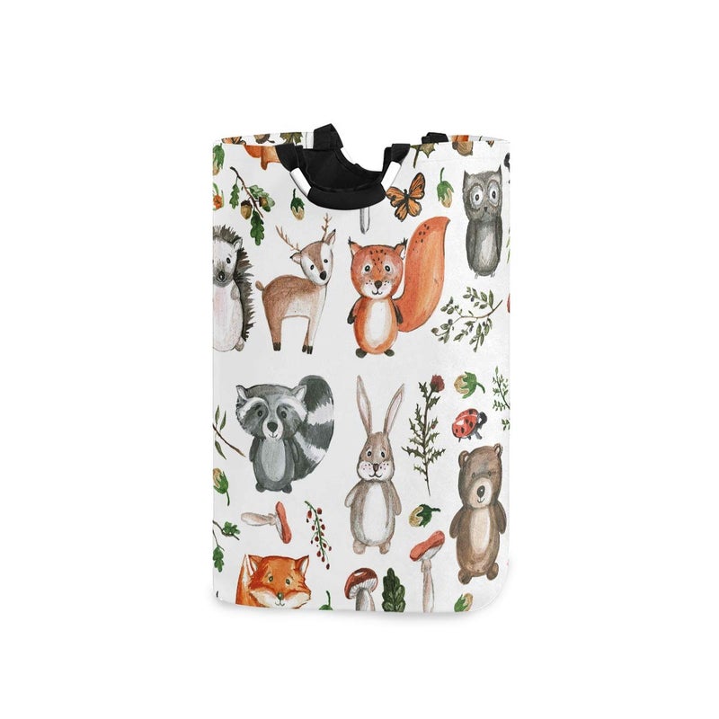 senya Large Laundry Basket Shopping Foldable Clothes Bag Collapsible Fabric Laundry Hamper Folding Washing Bin (Woodland Animal) - Image 1